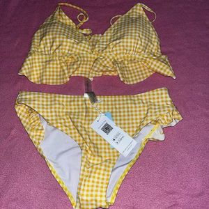 new with tags yellow gingham bikini set